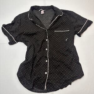 Victorias Secret Bundle  Size Medium Black With Pink Poka Dot With V Embroidered